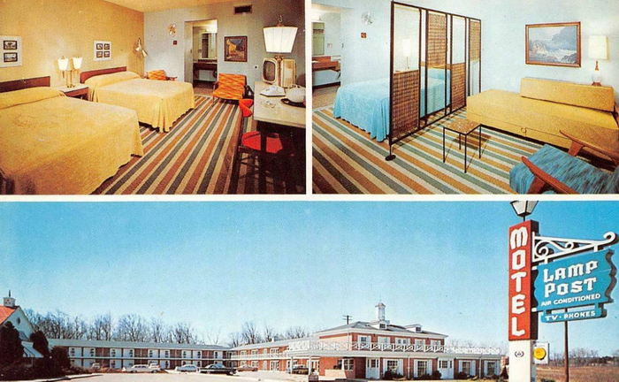 Lamp Post Motel (University Inn) - Old Postcard And Promos